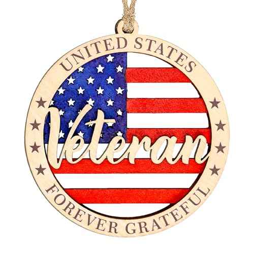 Veteran Ornament - American Flag | Military Pride ? Forever Grateful Card ? Christmas Ornament 2025 ? USA Patriotic Decor - Xmas Tree Funny Decoration - Family Christmas Ornaments 2025