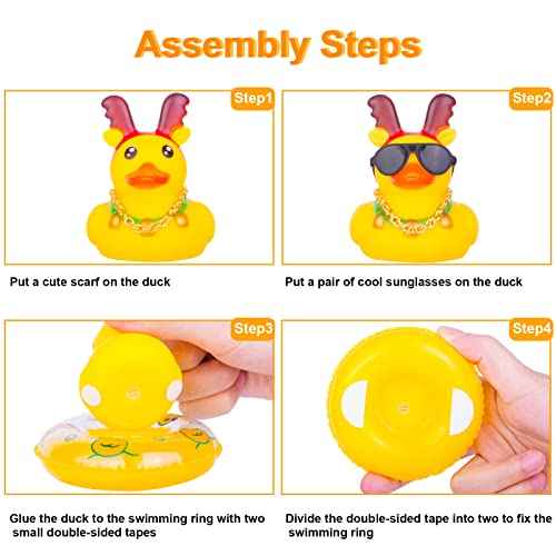 Christmas Rubber Ducks Car Ornaments Snowman Duck Car Dashboard Decorations with Sunglasses Necklace for Winner Home Christmas Decor(A-Snowman)