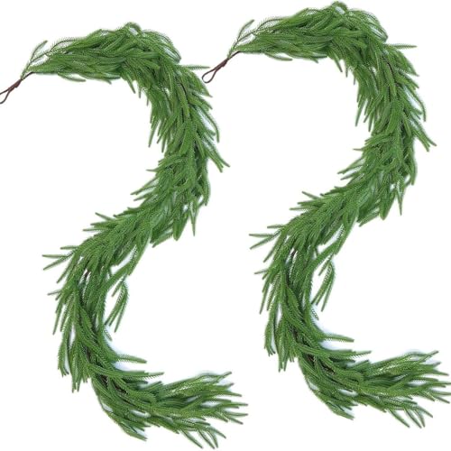 Heavyoff 6FT Artificial Norfolk Pine Garland Christmas Decor Faux Greenery