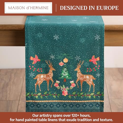 Maison d' Hermine Hygge Christmas Double Layer Cotton Table Runner 14.5" x 108"