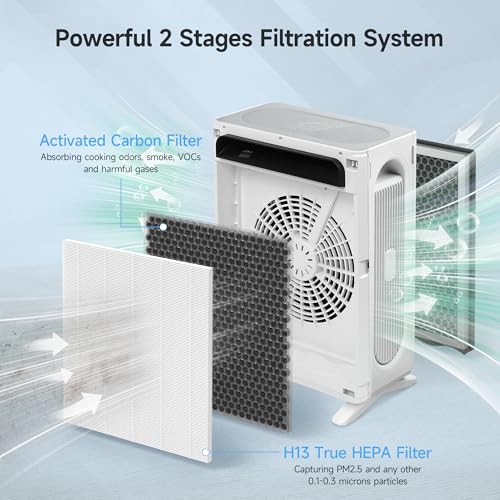 2 Pack Upgraded APH4000 Air Purifier Filters for KNKA APH4000, 2-in-1 Main & Activated Carbon Filters with Aroma Pads