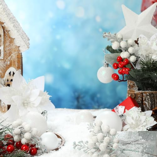 Realspring White Christmas Tree Ornament Set - 72 Pieces Holiday Decorations