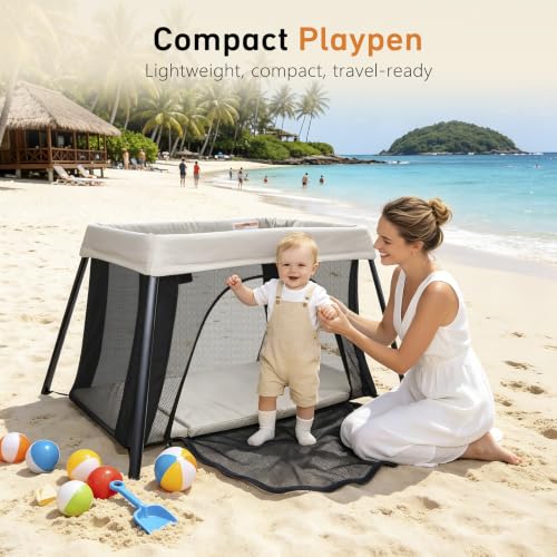 Travel Bassinet & Playard - Foldable Portable Baby Crib for 0-24 Months