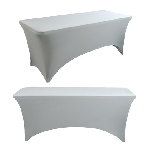 ChaiSang 2Pack 6FT Sliver Rectangle Spandex Tablecloth Elastic Banquet Table Cover for Birthday Kitchen Wedding Party (Sliver)