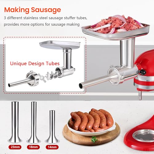 Stainless Steel Meat Grinder Attachment for KitchenAid Mixers - Durable & Easy to Clean