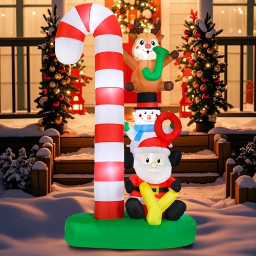 Aircity 8FT Giant Candy Cane Inflatable Christmas Outdoor Decor - Red-Candy Cane Variation