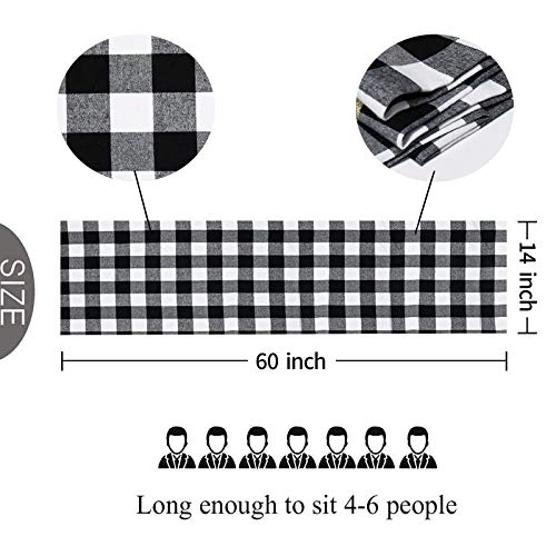 Buffalo Check Table Runner 14 x 60 Inch - Black & White Cotton Polyester