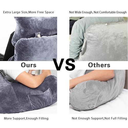 SLIGUY Reading Pillow for Sitting in Bed Couch Adult, Back with arm