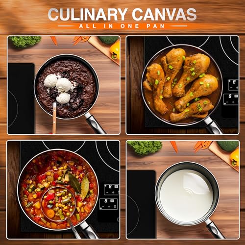 Nonstick Saucepan Set 1QT & 2QT with Lids - Grey-Black, PFOS Free