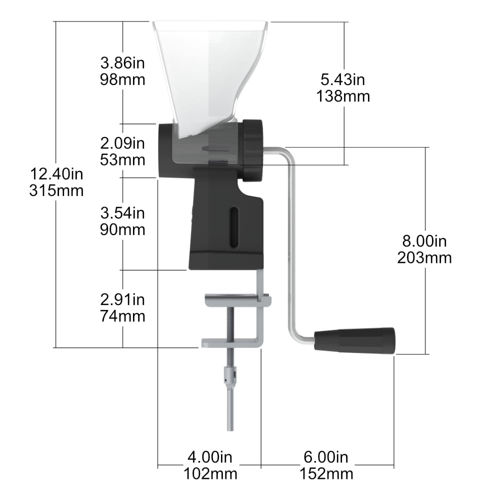 Kitchen Crop Hand Crank Grain Mill Wheat Flour Grinder, Stainless Steel Metal Burrs (The Grain Mill)
