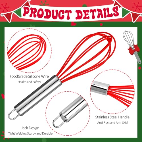 Nuogo 6-Pack Christmas Neighbor Gift Whisks with Cards, 8 Inch
