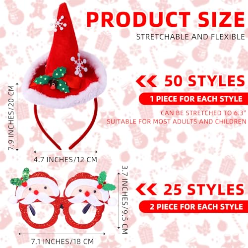 Christmas Headbands & Glasses Set - Holiday Costume Accessories for Parties