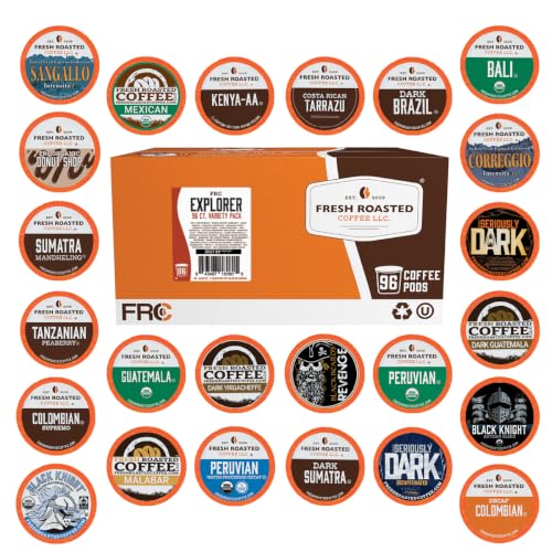 Explorer Variety Pack Coffee Pods for Keurig - Medium Roast, 96 Count, Kosher