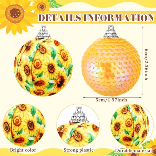 24 Pcs Sunflower Christmas Tree Ornaments - Cute Sunflower Hanging Decorations