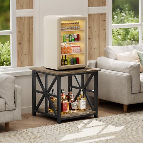 GreenForest Large End Table with X-Shaped Metal Frame for Living Room