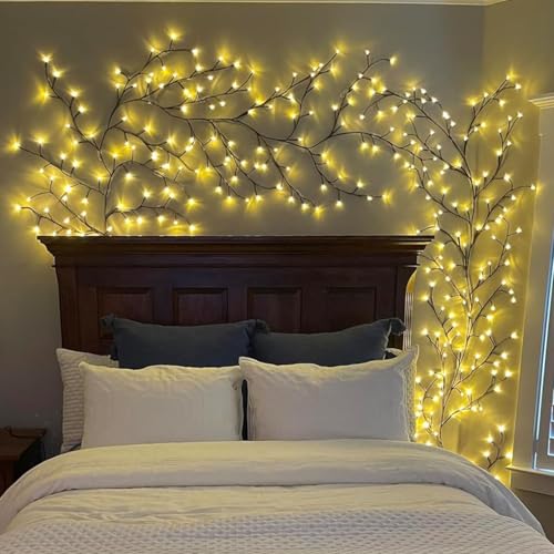Brown 2-Pack Enchanted Willow Vine String Lights with Remote - Indoor Xmas Decor