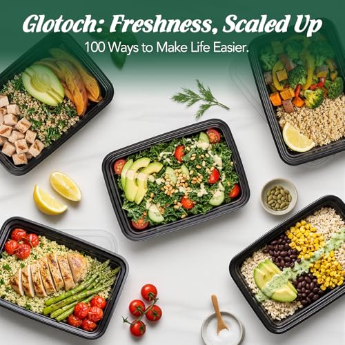 32oz Meal Prep Containers with Lids - 100 Pack, Airtight, Reusable, Food-Grade Plastic