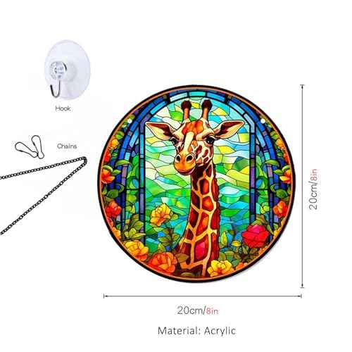 MATIHAY Giraffe Acrylic Window Hanging - Funny Giraffe Wall Decor Tropical Party Decorations, Giraffe Room Decor for Nursery New Home Gifts (S, Giraffe)