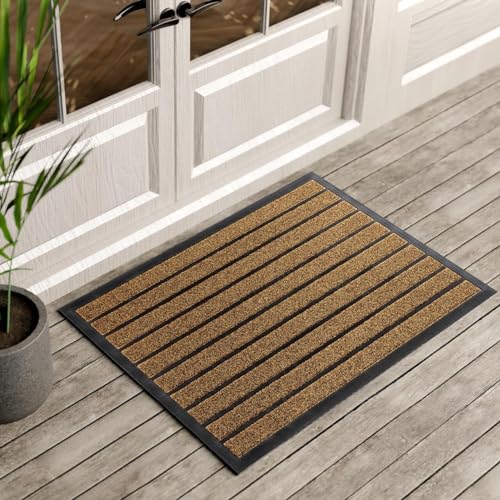 Extra Durable Outdoor Door Mat 36 x 24 Inches Bright Brown - Mud & Water Trap Rug