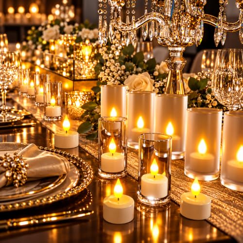 White Rechargeable Flameless Tea Lights with Remote 12pcs - USB & Timer