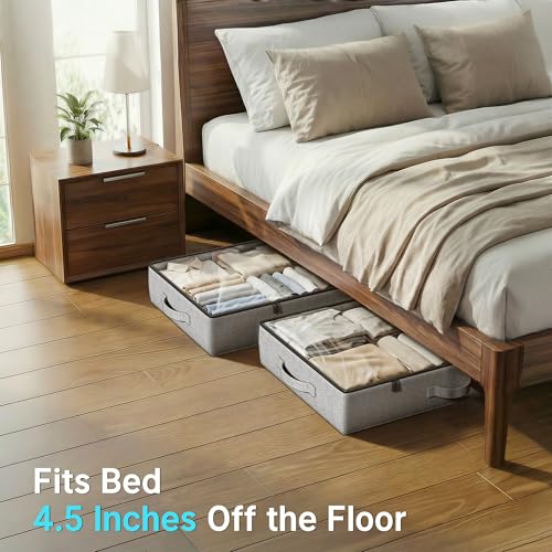 2-Pack Under Bed Storage Containers - 4.5 Inch Tall Clothes & Shoe Organizer, Grey Variation of THIS Listing