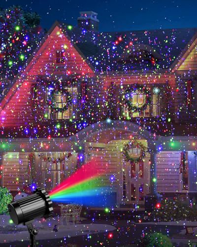 ECOHDT Outdoor Laser Christmas Projector Lights RGB 3 Colors Waterproof Twinkle Stars