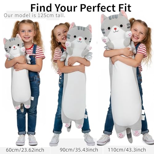 Long Cat Plush Pillow, Cute Stuffed Animal Body Pillow with Wings,