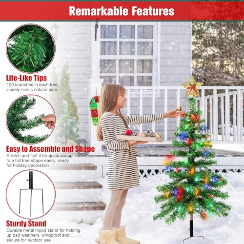 Solar Christmas Trees Lights Outdoor, Powered Xmas Tree Stake Outside