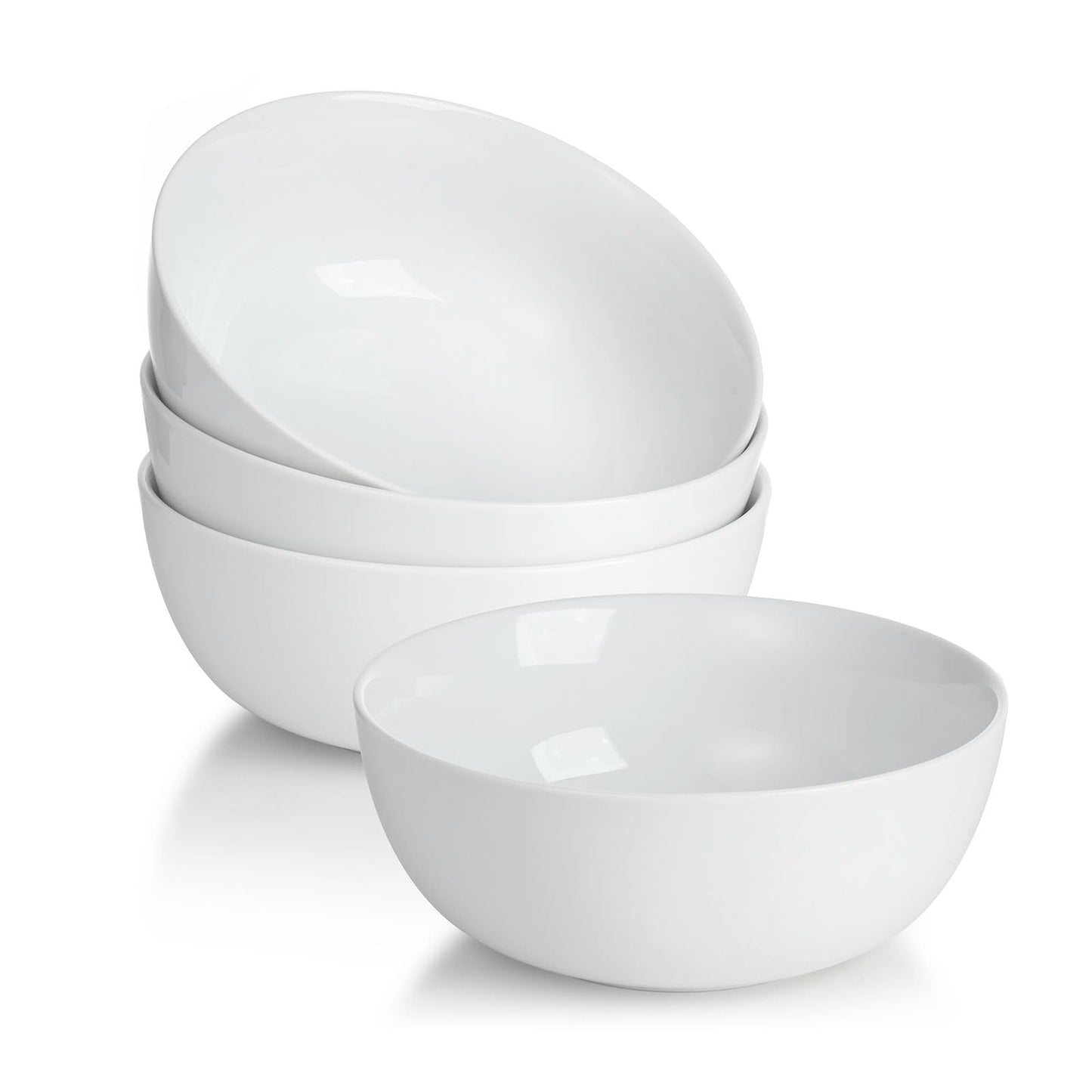 Miicol White Cereal Bowls 20 oz, Ceramic Soup Bowls Set of 4, Breakfast Bowl 6 inch, Kitchen Bowl for Pasta, Salad, Ramen, Oatmeal, Microwave and Dishwasher Safe