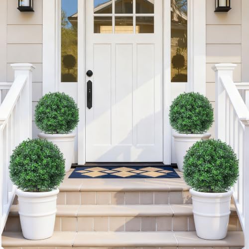 4Pcs Artificial Boxwood Topiary Ball Trees,Faux Shrubs