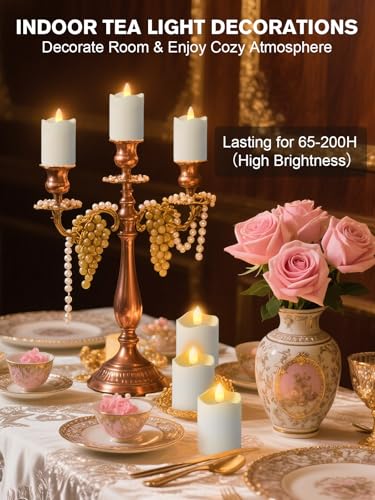 White Rechargeable Flameless Tea Lights with Remote & Timer - 12 Pack