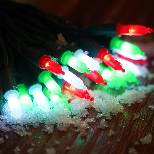 2 Pack Christmas String Lights with Built-in Timer - Total 100 LED 36ft Fairy Battery String Lights - Mini Lighting for Indoor Decor Wreath Lawn Bedroom Christmas Decorations - Red White Green