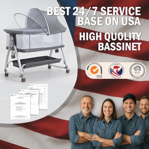 4-in-1 Baby Bassinet with Wheels & Adjustable Height - Gray (Variation of THIS listing)