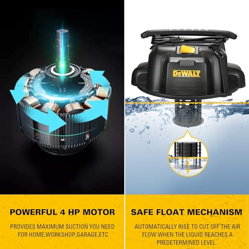 Wet Dry Vacuum Cleaner - 5 Gallon, 4 Peak HP, Yellow, with Attachments & 1-7/8" Hose - Portable Shop Vac