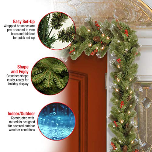 National Tree Company 9ft Pre-Lit Crestwood Spruce Christmas Garland (Plug In)