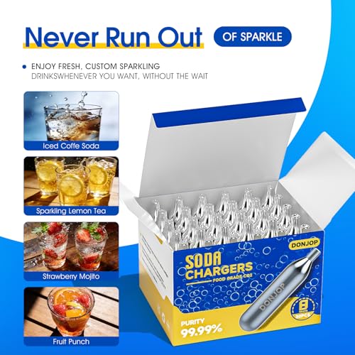 30 Pack 8g CO2 Cartridges for Soda Maker - Non-Threaded Food Grade Sparkling Water Chargers