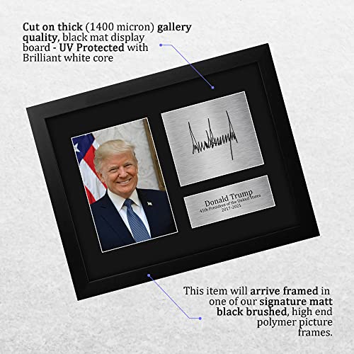 US President Donald Trump Autograph Framed Print - Black Frame, 8.5x11