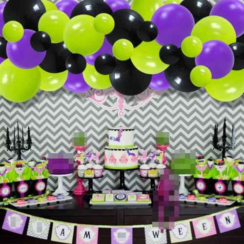 Lime Green Purple Black Balloon Garland Arch, 122PCS Lime Green Purple Balloons Black Purple Balloons for Hero Racing Car Truck Birthday Video Game Halloween Props Decorations