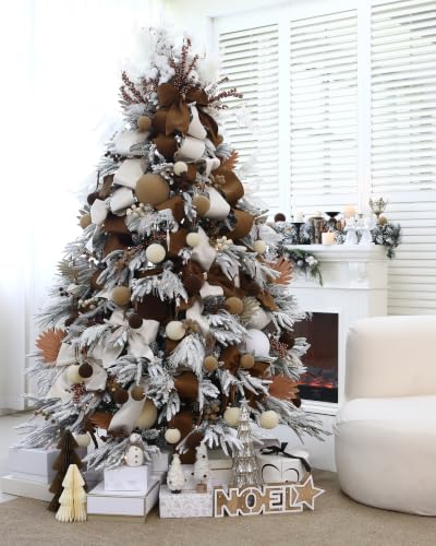 Sea Team 4-Pack 150mm Flocked Velvet Christmas Ornaments, Earth Tones