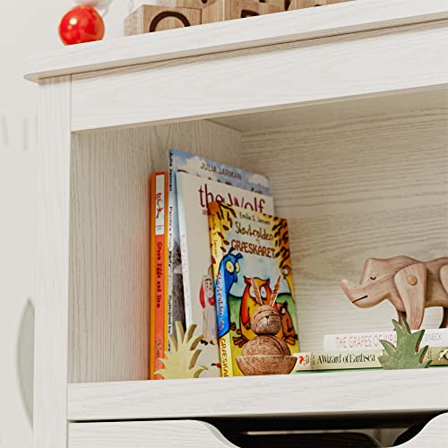 IRONCK Large White Toy Storage Organizer with Drawers & Open Shelves