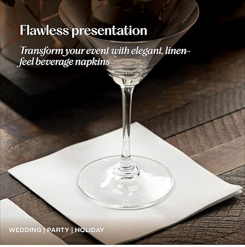 Disposable Linen-Feel Beverage Napkins - 200 Pack, Elegant 5x5 Inches - Ideal for Bars, Events, Restaurants - Variation 1