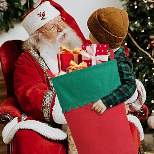 1 Pack Jumbo Felt Christmas Stockings, 38 Inches Large Red and White Felt Christmas Stockings for Xmas Tree Fireplace Hanging Decor and Holiday Party Family Home Decorations