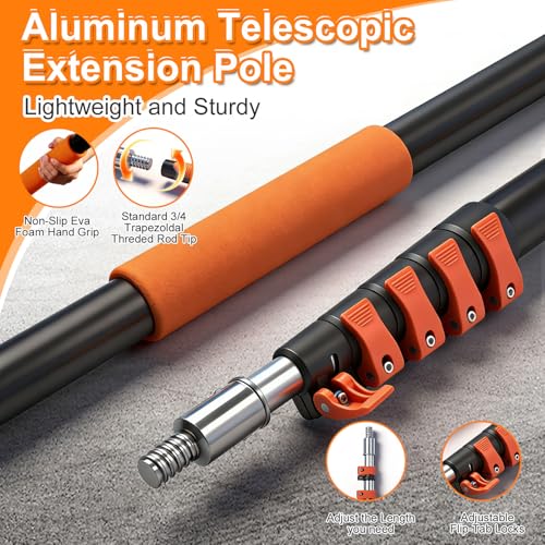 TONYINGO 5-20FT Telescoping Duster Kit with Extension Pole & Multi-Head Cleaning Tools