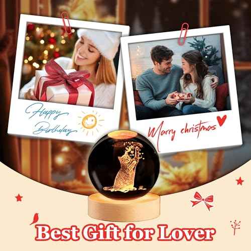 Ideal Cat Gifts, 2.4In Cute Crystal Cat Ball Lamp with Wooden Base, Gifts Ideas for Cats Lover, Girlfriend Mom Girl-Christmas, Birthday, Mothers Day, Cute Cats Decor for Home Office Bedroom