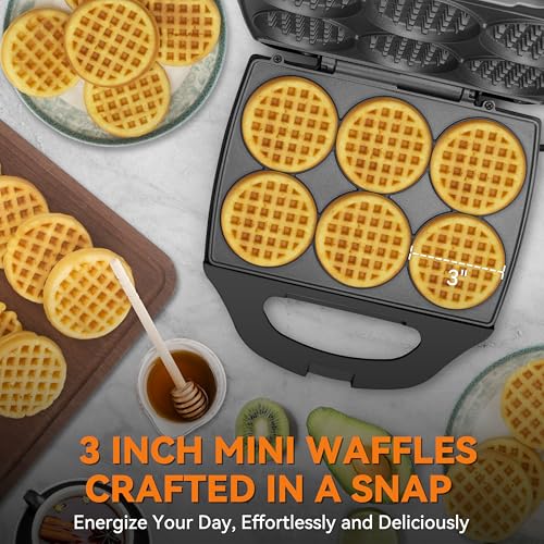 Mini Waffle Maker Graphite - Multi Mini Waffle Iron, 6 Waffles, Non-Stick