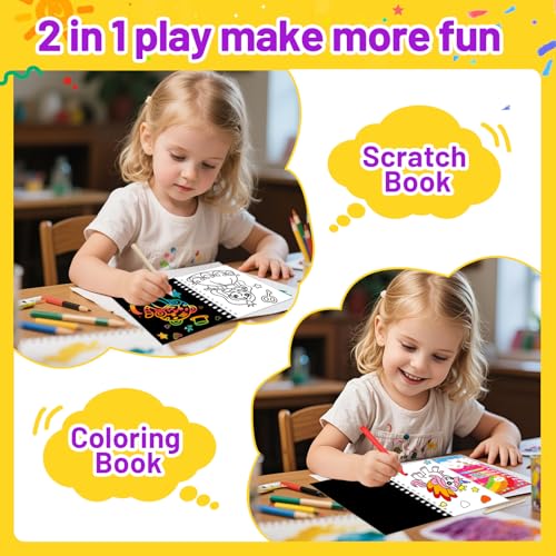24 Pack Rainbow Scratch Art Notebooks for Kids - Creative Party Favors & Classroom Rewards