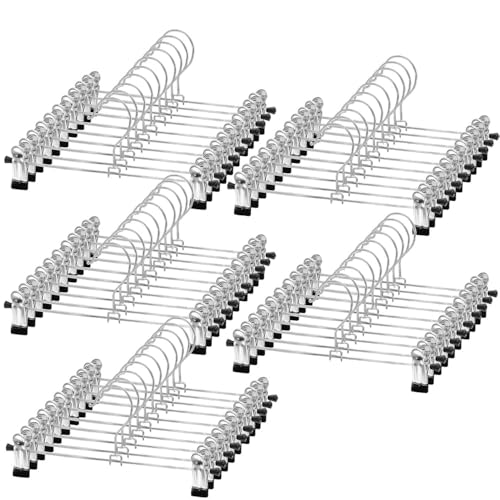 50 Pack Heavy Duty Metal Pants & Skirt Hangers with Clips for Closet Organization