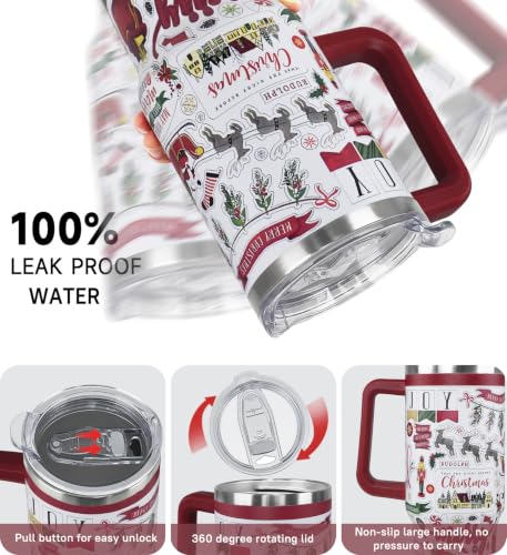 Rcvlauf Christmas Tumbler 40oz Nutcracker Santa Reindeer Holiday Gift - Santa Variation