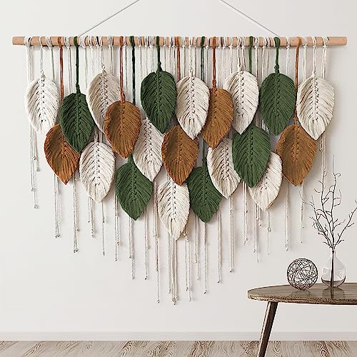 Large Boho Macrame Wall Hanging Tapestry 39x29.5 inches with Wooden Rods