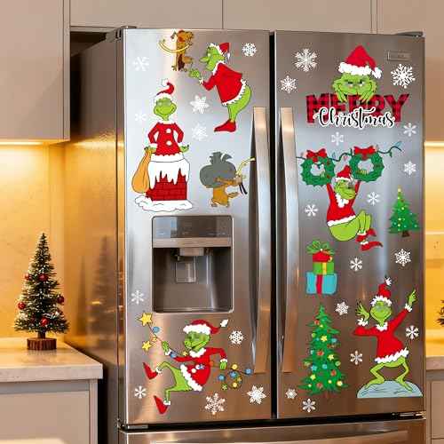 165 PCS Christmas Window Clings for Glass - Double-Sided Static Clings with Snowflakes, Gift Boxes, Stars & Trees, 9 Sheets Holiday Party Decor